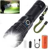 1 x RAW Customer Returns SENDALE LED Torch 90,000 Lumens, IPX67 Waterproof USB Rechargeable Torch, 5 Light Modes, Zoomable, XHP70.2 Torch Battery Operated, for Camping Hiking Emergencies 26650 Battery Energy Class A  - RRP €34.27