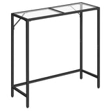 1 x RAW Customer Returns MAHANCRIS Console Table Made of Tempered Glass, Narrow Table, Sofa Table, Narrow Side Table Behind the Sofa, Metal Frame, 68.4 x 24.0 x 74.2 cm, for Entrance, Living Room, Hallway, Black ACTH68B01 - RRP €44.56