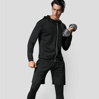 1 x RAW Customer Returns HZQIFEI Men s 5 Piece Sportswear with Hoodies Jackets Short Long Sleeve Compression Shirt Tights Shorts Quick Dry Workout Fitness Set Sportswear Style 4, M  - RRP €40.33