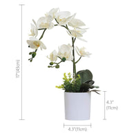 1 x RAW Customer Returns Olrla 43cm White Artificial Orchid Flower in White Pot, Artificial Flower Phalaenopsis with Planter for Home, Office, Wedding Decoration - RRP €23.59