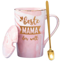 1 x RAW Customer Returns Mom gift mug with saying Best Mom in the World , gifts gift ideas for mother birthday gift for Christmas for Mother s Day birthday, 400ml pink, with lid spoon, gift box - RRP €16.99