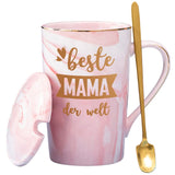 1 x RAW Customer Returns Mom gift mug with saying Best Mom in the World , gifts gift ideas for mother birthday gift for Christmas for Mother s Day birthday, 400ml pink, with lid spoon, gift box - RRP €16.99