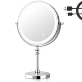 1 x RAW Customer Returns UUCOLOR 8 Inch Makeup Mirror with Lights, 3 Color Lights Adjustable Brightness USB Rechargeable, 1X 10X Magnification 360 Rotation Tabletop Mirror for Bathroom and Family - RRP €30.99