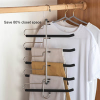 4 x Brand New Magic Multifunctional 5 in 1 Pants Hanger Sponge Non-slip Pants Hanger Space Saver for More Trousers Jeans Scarves Wardrobe Closet Organizer Off White - RRP €91.2