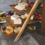 1 x RAW Customer Returns Aboiledy 3-tier serving plate wood, fruit bowl cake board, rectangular fruit stand cake stand, cake plate donut stand cupcake stand, cheese plate vegetable rack fruit rack, wooden plate tiered stand - RRP €29.17