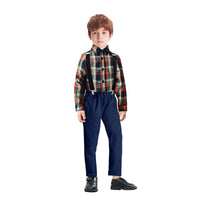 1 x RAW Customer Returns Nwada Kids Clothes, Kids Tracksuit, Warm Color, Plaid, Tracksuit, Shirt and Pants, 4 Pack Kids - RRP €33.14