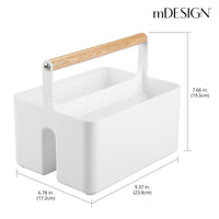 1 x RAW Customer Returns mDesign bathroom storage box basket with handle for cosmetic storage bathroom organizer with two compartments white oak - RRP €21.0