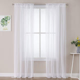 1 x RAW Customer Returns MIULEE Sheer Voile Curtain Rod Pocket Transparent Voile Curtains Window Curtain Transparent Living Room Curtains Bedroom Babyroom Set of 2 140 X 145 cm W x H , Rod Pocket White - RRP €21.49