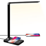 1 x RAW Customer Returns BIENSER LED desk lamp, 10W wireless charging USB charging function, office lamp table lamp with 10 brightness x 5 color levels, eye-friendly LED dimmable, sensitive control, 30 60min auto timer, 20W - RRP €30.24