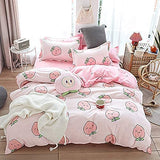 1 x Brand New Cartoon Duvet Cover Set L Pink Peach Bedding Set Kawaii Girl Bedding Set Lovely Peach Duvet Cover Cute Fruits Quilt Cover Soft Bedspread Cover - RRP €46.93