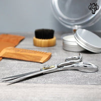 1 x RAW Customer Returns Eberbart Beard Scissors Synthetic Leather Case Professional barber scissors to care for and trim beards and mustaches - RRP €17.99