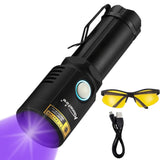 1 x RAW Customer Returns Alonefire X901UV 10W 365nm UV Flashlight Portable USB Rechargeable Blacklight Torch Pet Urine Detector for Resin Curing, Fishing, Amber, Scorpion with Gafas Protectoras UV, Battery - RRP €35.28