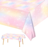 1 x Brand New Gohytal 4 Pack Rainbow Party Tablecloth, Pink Disposable Tablecloth, 137x275cm Rectangle Waterproof Tablecloth for Kids Girls Boys Birthday Party Decoration - RRP €20.4