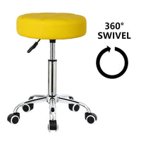 1 x RAW Customer Returns KKTONER Round Swivel Stool with Wheels Used in Home Hair Salon Work Chair Padded with Wheels Leather Upholstered Office Stool with 360 Swivel Wheel Yellow  - RRP €45.37