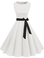 1 x RAW Customer Returns Gardenwed Women s Rockabilly Dresses 50s Festive Bridesmaid Dress Summer Knee-Length Dress White A-Line Cocktail Dresses Evening Dress Dress Wedding Guest White L - RRP €35.06