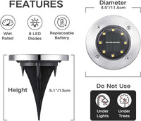 1 x RAW Customer Returns Joomer Outdoor Solar Light, 12 Pieces Solar Ground Lamp Garden Warm White, 8 LED 3000K Waterproof IP65 Outdoor Solar Spotlight Recessed Lighting for Paths Lawn Terrace Courtyard Swimming Pool - RRP €39.34