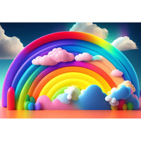 1 x RAW Customer Returns YongFoto 3x2m Kids Backdrop Colorful Rainbow Clouds Blue Sky Photography Background for Nanny Birthday Party Newborn Cake Table Baby Shower Photo Booth Studio Props - RRP €33.99