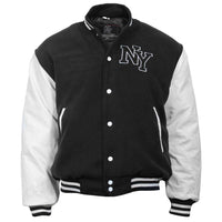 1 x RAW Customer Returns Vintage NY Black XL baseball jacket - RRP €57.47