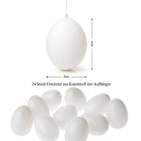 3 x RAW Customer Returns Gallop Chic 24x Easter eggs plastic plastic white with hanger for painting and hanging, Easter plastic eggs 6 x 4cm Easter decoration craft set for Easter nest decoration and gift - RRP €15.72