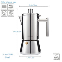 1 x RAW Customer Returns Easyworkz Diego Stainless Steel Italian Coffee Maker for Induction Cooker, 520 ml, 10-12 Cups - RRP €64.99