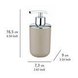 1 x RAW Customer Returns WENKO Brasil soap dispenser, refillable soap dispenser for bathroom and kitchen, made of shatterproof plastic, BPA-free, capacity 320 ml, 7.3 x 16.5 x 9 cm, taupe - RRP €12.89