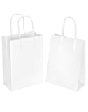 1 x RAW Customer Returns QWORK 60 Pieces White Paper Bags with Handles, Gift Bag, 15 x 8 x 21 cm, for Parties, Packaging, Birthday Gift Bags, Shopping Bags - RRP €16.85