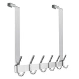 4 x RAW Customer Returns MEIJO door hook back stainless steel, door coat rack inside without drilling with 6 hooks door hook strip door for bathroom, bedroom black, inside  - RRP €85.72