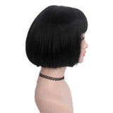 1 x RAW Customer Returns STfantasy Wigs Bob Wigs Straight Short Hair Straight Bangs Wigs Daily Use Wigs Short Black  - RRP €26.1