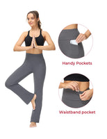 3 x Brand New ALONG FIT Cuttable Bootcut Yoga Pants High Waist Women s Flare Yoga Pants with Pockets Opaque Bootleg Pants Elegant Jogging Pants Stretchy Fitness Leggings Sports Pants with Tummy Control Gray XL - RRP €90.72