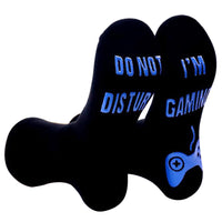 2 x Brand New RSHVSMS Fun Men s Game Socks, Printed with Don t Disturb Me in the Game, Innovative Winter Gambling Non-Slip Cotton Socks, the Best Gift for Men XL, Black Blue  - RRP €55.2