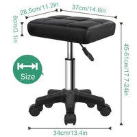 1 x RAW Customer Returns FURWOO Rolling Rectangular Stool with Wheels Swivel Stool SPA Chair Stool for Salon Massage Home Kitchen Black - RRP €43.99