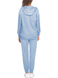 1 x RAW Customer Returns REORIA Women s Tracksuit Set Long Sleeve Hoodie Jogger Crew Neck Two Piece Outfit Tracksuit Light Blue XL - RRP €39.29