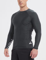 1 x RAW Customer Returns LAFROI Men s Long Sleeve UPF 50 Compression Shirt Rash Guard-CLYYB Asymmetric Dark Grey,XXL  - RRP €24.99