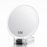 1 x RAW Customer Returns Beautifive Hand Mirror with Handle, Cosmetic Mirror with 10x Magnification, Foldable Double-Sided Makeup Mirror Magnifying Mirror, Portable Travel Mirror for Makeup - RRP €13.99