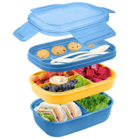 1 x RAW Customer Returns Bugucat lunch box for children with compartments 1900ML, bento box lunch box for children with 5 compartments, breakfast box for adults 2-layer sustainable lunch box, snack box for school, work, picnic, 2 sets - RRP €12.0