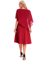 1 x RAW Customer Returns DRESSTELLS Women s Formal Dresses for Women Plus Size Chiffon Cape Elegant Cocktail Dress Wedding V-Neck Knee-Length A-Line Summer Dress Red XL 14PLUS - RRP €53.21