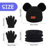 2 x Brand New HIULLEN Children s Winter Hat Scarf Gloves Set, 3 Piece Beanie Hat Gloves Round Scarf Set, Thermal Knit Hat Loop Tube Scarf for Boys Girls 2-6 Years Outdoor Black  - RRP €19.72