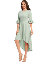 1 x RAW Customer Returns Gardenwed Festive Dress Women 3 4 Sleeve Flare Bell Sleeve Round Neck Dresses High-Low Cocktail Dresses Rockabilly Dresses Evening Dresses Elegant for Wedding Light Green S - RRP €39.99