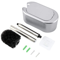 1 x RAW Customer Returns Toilet Brush and Holder Set Brushless Nail Brush Wall Mount Toilet Brush Stainless Steel Accessories Toilet Brush with Flip-Top Lid Silver  - RRP €22.22