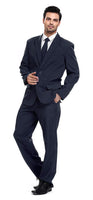 1 x RAW Customer Returns Men s Party Suit Solid Color Halloween Party Leisure Suit with Tie and Pants Dark Blue M - RRP €51.99