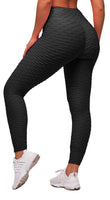 1 x RAW Customer Returns Memoryee Damen Honeycomb Leggings Geraffte Hintern Heben Hohe Taille Push Up Boom Booty Sport Leggings mit Bauchkontrolle Plus Gr e Blickdichte Dehnbare Gym Yogahosen Schwarz S - RRP €19.15