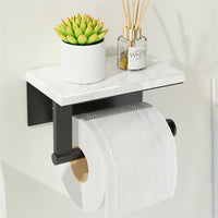 3 x Brand New Toilet Paper Holder Wall Mounted - Matte Black Toilet Paper Holder with Marble Shelf, Stainless Steel Tissue Roll Holder for Bathroom, Kitchen, Laundry Room, Screwed Toilet Paper Holder - RRP €45.36