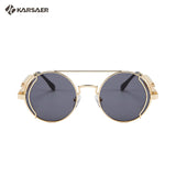 1 x RAW Customer Returns Karsaer Steampunk Sunglasses John Lennon Hippie Glasses Retro Round Metal Frame Women Men K7029 - RRP €21.99