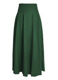 1 x RAW Customer Returns Women s High Waist Maxi Skirt Pockets with Side Slit Long A-Line Skirt Army Green M - RRP €31.16