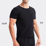 1 x RAW Customer Returns Short Sleeve Sauna Suit Slimming T-Shirt Round Neck Warm Thermal Summer Sweatshirt Men Men Black XL - RRP €24.0