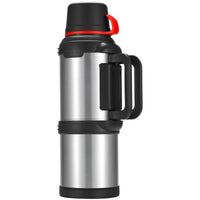 1 x RAW Customer Returns Olerd Thermos Bottle Thermos Flask 4.0L, Insulated Jug Stainless Steel Drinking Bottle, Insulated Bottle with 3 Drinking Cups, Double Wall Insulated Camping Water Bottle with Handle, 24h Hot Cold Silver  - RRP €45.99