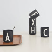 3 x RAW Customer Returns Design Letters Porcelain Coffee Mug AZ Black Use as a toothbrush mug Gifts for women, men Decorative design mug in premium porcelain with engraved letter - RRP €68.25