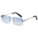 1 x RAW Customer Returns SHEEN KELLY Retro Rimless Sunglasses for Men Women Rectangle Ultra-Small Frame Sun Glasses Clear Glasses - RRP €20.82