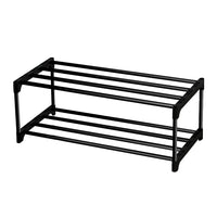 1 x RAW Customer Returns Shoe rack 2 levels, small, can hold 6 pairs of shoes, shoe rack, storage, organizer, anti-rust coating, suitable for dormitory, rental house, balcony, black - RRP €18.52