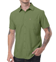 1 x Brand New JACKETOWN Business Shirt Men s Plain T-Shirt Men s Short Sleeve Summer Business Shirt Plain Shirts Men with Chest Pocket Plain Top Men s Green XL - RRP €33.26